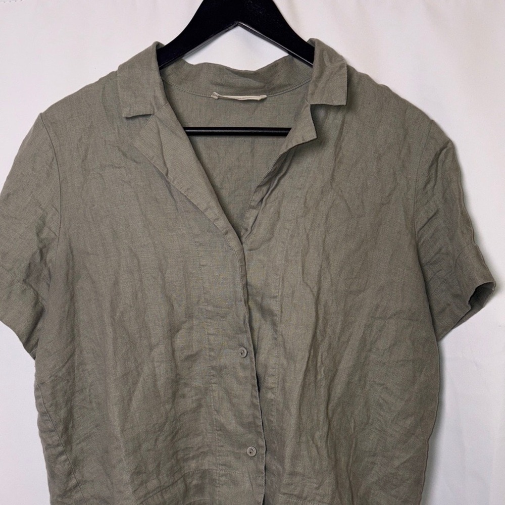 Everlane Linen Button Down Shirt Women's M Sage Green 100% European Flax - Picture 2 of 11